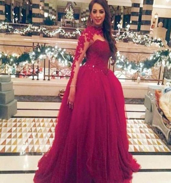 

red long sleeves prom dresses jewel neck baby shower party gowns lace appliques pageant party gowns9243346, Black