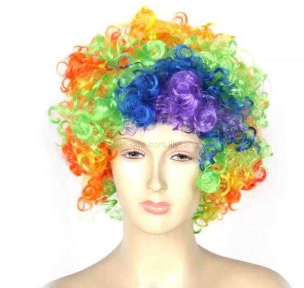 

cheerleading cheer wig 120g halloween disco curly rainbow afro wigs clown child costume football fan wig hair for fun 15 colors alkingline