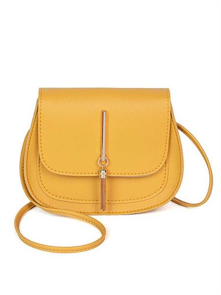

new gold tassel double layer half round solid one shoulder saddle bag fashion casual women's small bag 6zix fjw4, Black