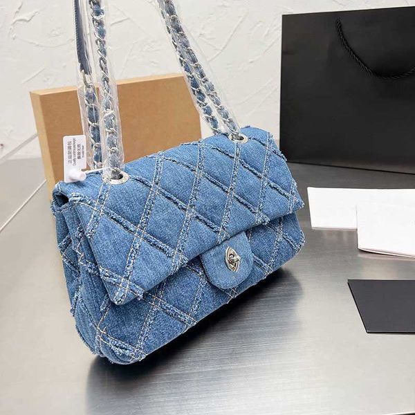 

flap bag designer cc bags women shoulder handbags purses flap bag vintage dark blue denim silver chain hardware should straps women luxury b
