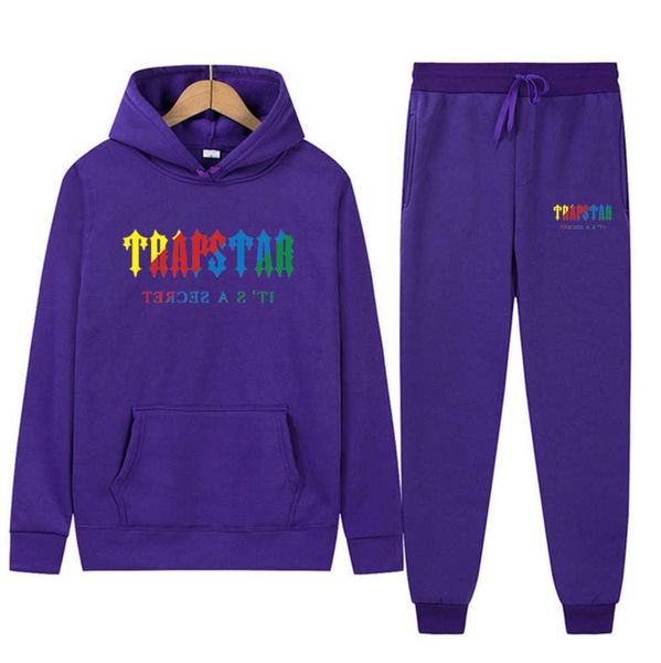 

tracksuit trapstar brand printed sportswear men's t shirts 16 colors warm two pieces set loose hoodie sweatshirt pants jogging leisure4, White;black