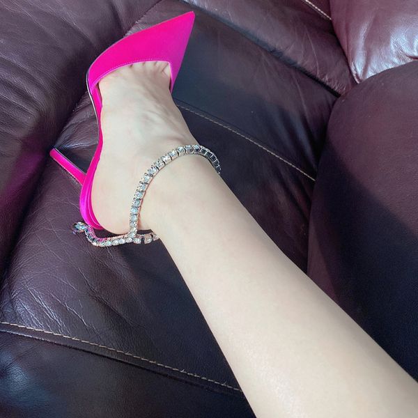 

new rhinestone pumps women slingback pointed toe high heels women shoes zapatos mujer dress shoes sandalias de las mujeres, Black