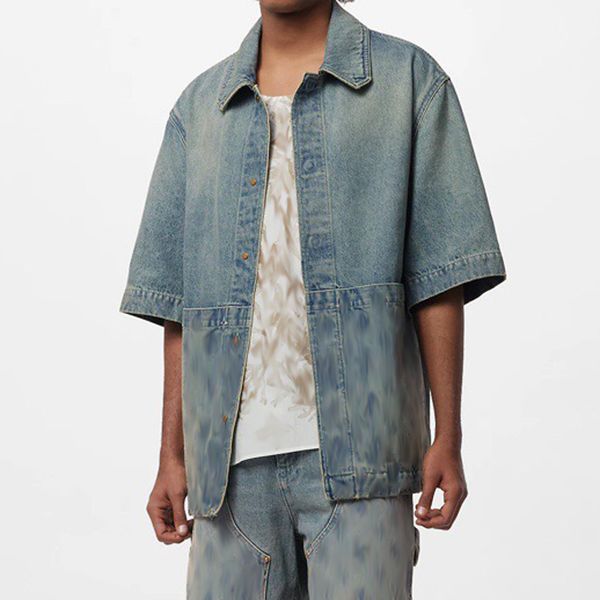 

23ss m0n0gram printed blue shirts man women fashion summer beach vacation short sleeve hawaii fzcs280, White;black