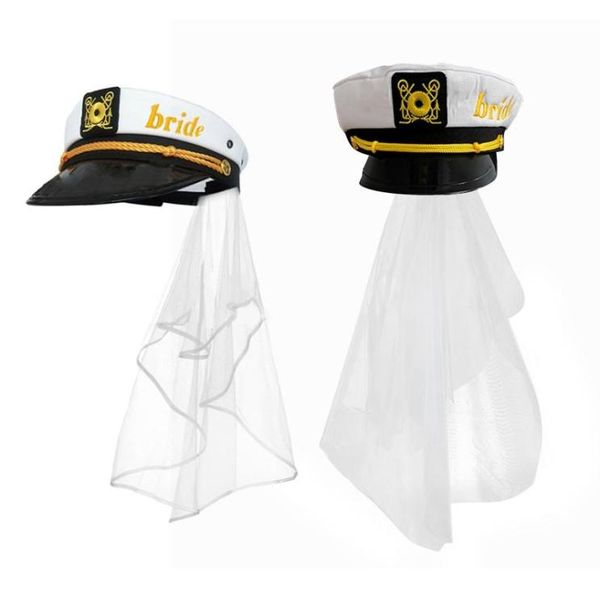

berets sailor captain hat veil nautical bachelorette party bridal with veilberets8971917, Blue;gray