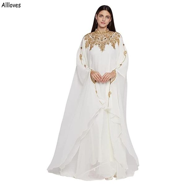 

middle east kaftan muslim evening dresses high collar long bat sleeves gold lace appliqued prom party gowns dubai arabic abaya chiffon long, Black;red