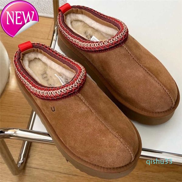 

boots 2022 womens tazz slippers fur slides classic ultra mini platform boot tasman slip-on les petites suede wool blend comfort winter desig, Black