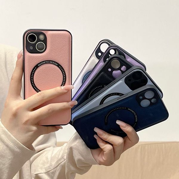 

luxury leather for magsafe wireless charging case for iphone 14 13 12 11 pro max x s xr 7 8 plus soft magnetic shockproof cover