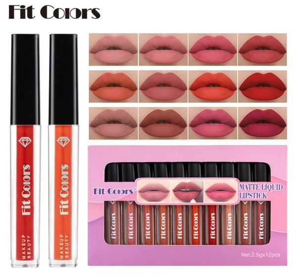 

fit colors 12 color lip gloss makeup matte liquid lipstick lipgloss set3926148
