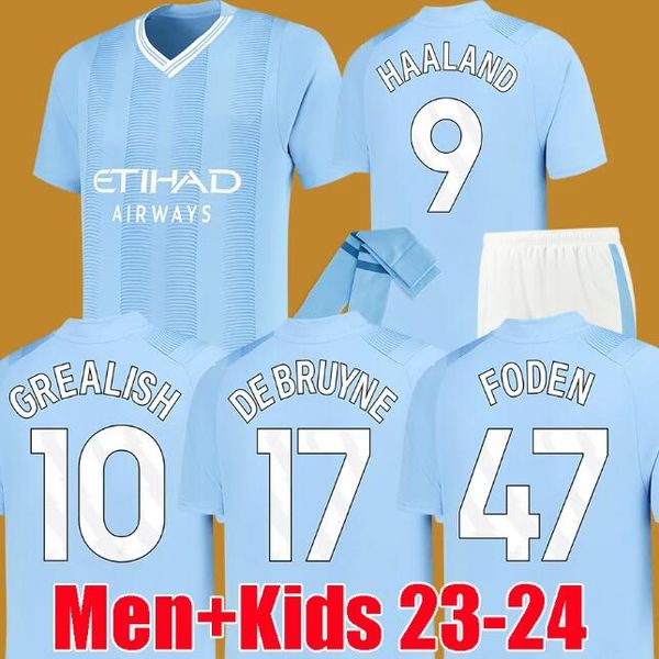 

22 23 24 mans cities soccer jerseys haaland alvarez 2023 2024 grealish foden football shirt de bruyne bernardo mahrez rodrigo manchesters me, Black;yellow