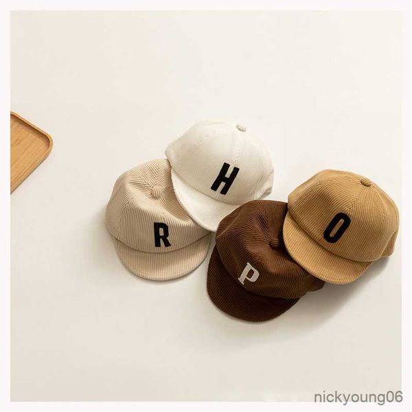 

hair accessories new corduroy baby baseball cap spring summer grils boys adjustable casual caps solid color letter infant sun hat, Slivery;white