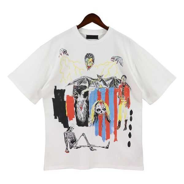 

23ss summer mens amr tshirts men short sleeve shirt embroidery colorful splash ink graffiti alphabet slogan print high street tshirt 37e1su, White;black