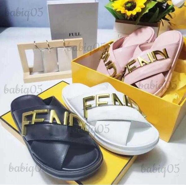 

slippers graphy slides designer women sandal ff leather pink black wide cross x letters slide summer fashion classic shoes quality size 35-4