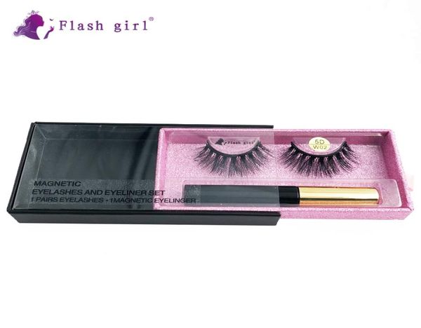 

flash girl 1pair 5d mink magnetic eyelashes luxury box magnetic liquid eyeliner magnetic false eyelashes and tweezer 4144321