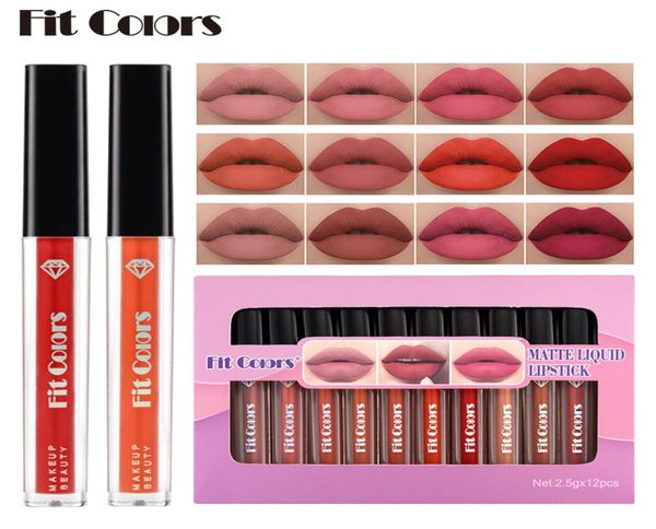 

fit colors 12 color lip gloss makeup matte liquid lipstick lipgloss set5635781
