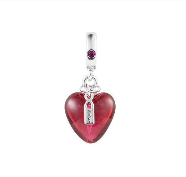 

fits pandora bracelet 925 sterling silver love potion murano glass heart dangle charm beads jewelry for women 2023 new diy pendant, Black