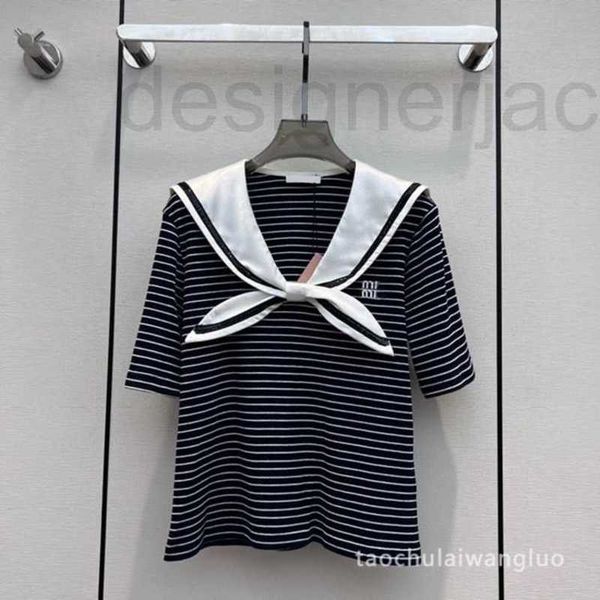 

women's t-shirt designer boutique navy style academy girls' sequins shawl collar stripe short sleeve t-shirt summer eqjb, White