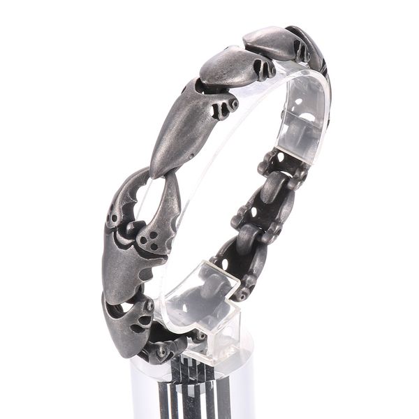 

casting biker chain crab pincers bracelet bangle for mens boys stainless steel punk 3d scorpion claw jewelry 14mm 8.85inch 88g weight, Black