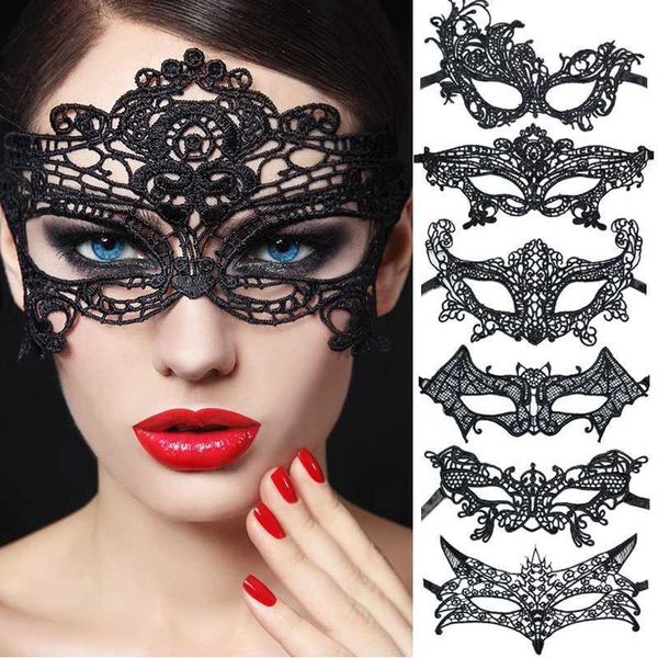 

sleep masks women black lace eye mask fashion halloween costumes accessories prom party hollow out half face blindfold masks j230602