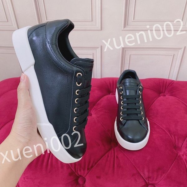 

new luxury designer sneakers men and womens casual shoes fashion white genuine leather flat sports skate shoe, Black