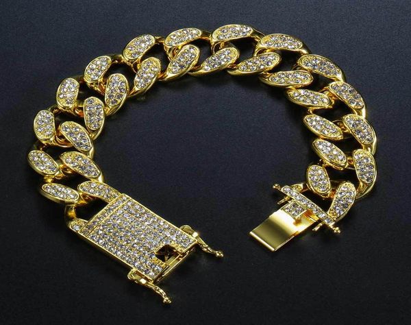 

hip hop bracelet men039s butterfly buckle tennis gold plated diamond full crystal from swarovskis rhinestone cuban boy gift jew3414657, Golden;silver