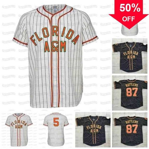 

xflsp glac202 florida a&m university 1965 home baseball jersey 87 rattlers custom men women youth, Black