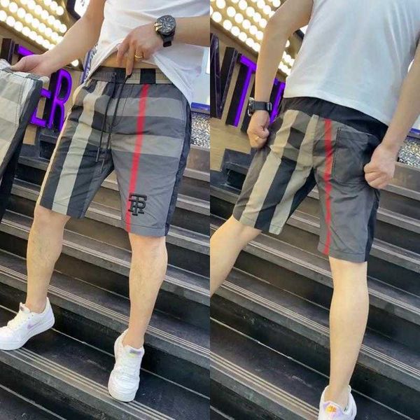 

8a original b urberry shorts and pants online shop men's new loose trendy capris european sports beach trousers plaid casual summer leh, Black
