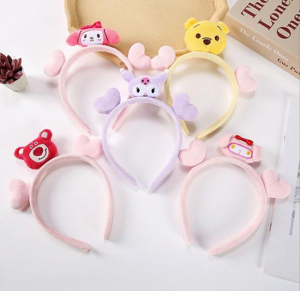 

ins kawaii kuromi cinnamoroll bear plush hair sticks cute soft plush hair accessories washing face girl kids lovely accessories, Slivery;white