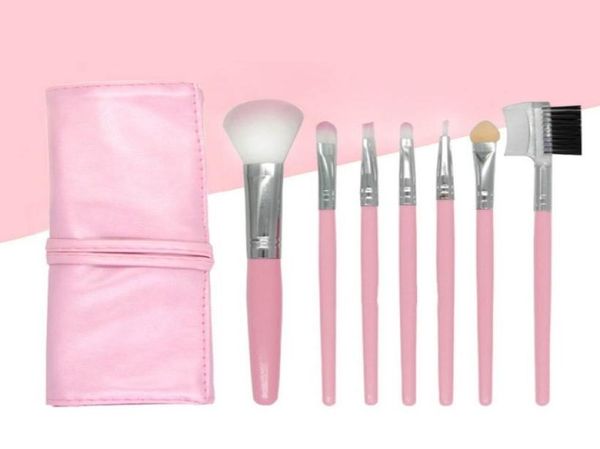 

portable 7pcs makeup brushes sets cosmetic brush foundation eyeshadow eyeliner eye lip make up brush kits with pu leather bag fact1570491