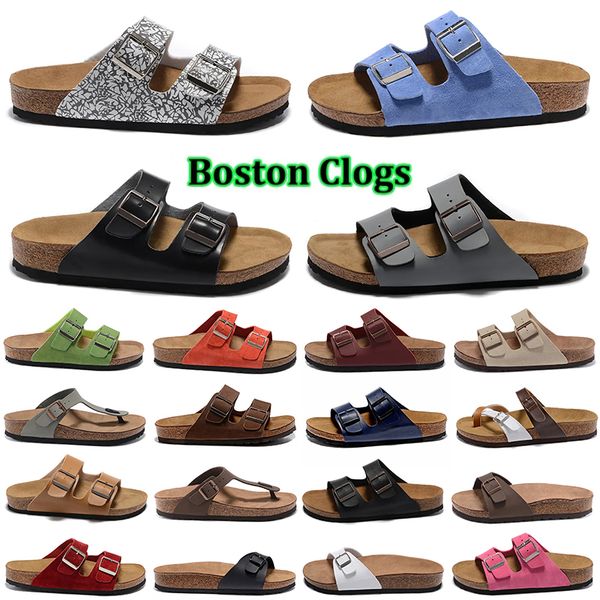 

2023 birken slippers boston clogs sandal designer sneakers clog sandals arizona men women slides pink black white suede snake leather size 3