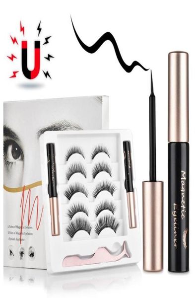 

5 pairs magnetic eyelashes kits upgraded with double eyeliner reusable cuttable waterproof lashes with applicator5570911