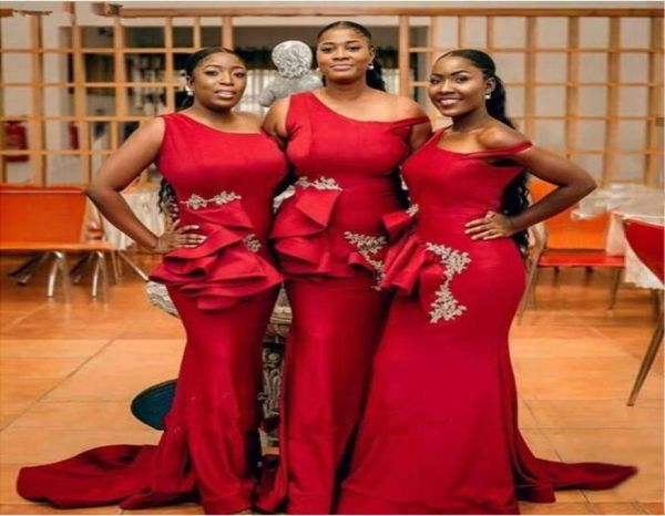 

plus size red african mermaid bridesmaid dresses western weddings elegant one shoulder long maid of honor gowns formal wear5120811, White;pink