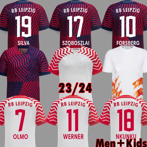 

23 24 nkunku soccer jerseys werner home away third olmo camiseta forsberg maillot henrichs limited version 2023 2024 silva football shirts k, Black;yellow