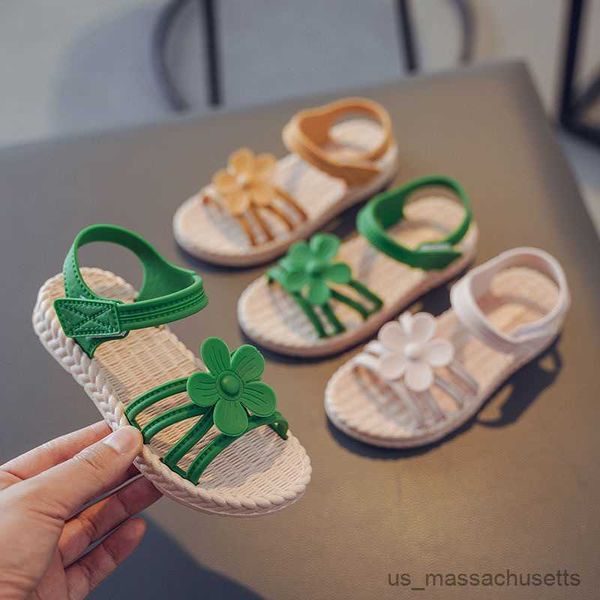 

sandals girls sandals flowers soft children's beach shoes kids summer floral sandals princess fashion cute r230603, Black;red