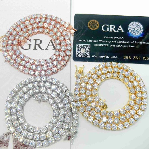 

new style bust down lab diamond 925 sterling silver vvs moissanite tennis chain