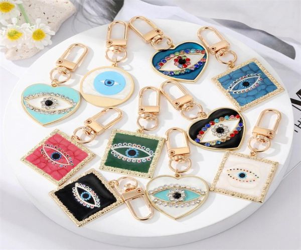 

colorful enamel evil eye keychains car bag decorate key chain6520075, Silver