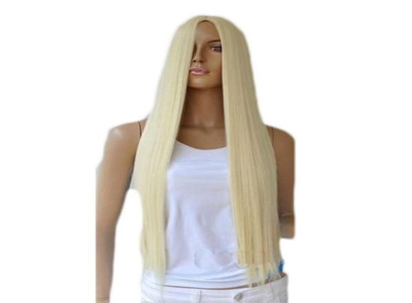 

woodfestival long straight blonde wig women synthetic wigs soft fiber hair for white female heat resistant full1480065, Black