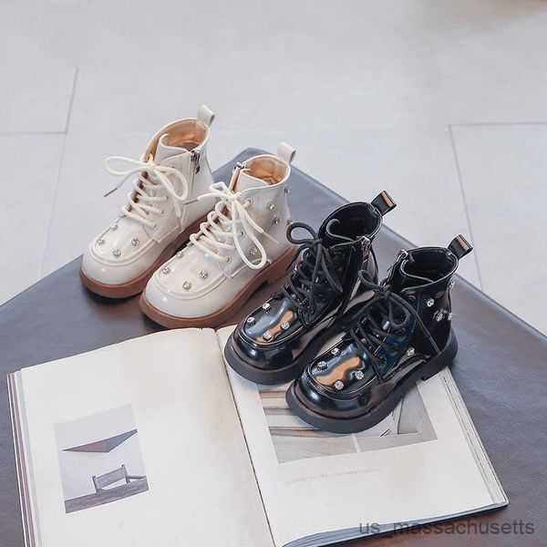 

sneakers style boots for kids girls beautiful platform shoes pure color winter children boots side zipper shoe, Black;red