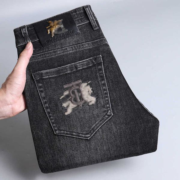 

8a original b urberry shorts and pants online shop 2023 spring autumn mens jeans korean edition small foot slim fit cotton bullet special sm, Blue