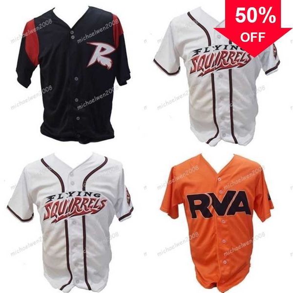 

xflsp glamitness mens richmond flying squirrels white black orange custom double stitched shirts baseball jerseys high-quality