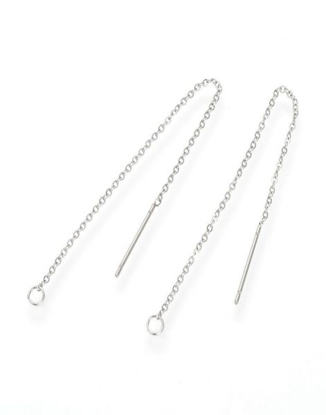 

304 stainless steel pull through threader earring dangle diy jewelry findings1204610, Silver