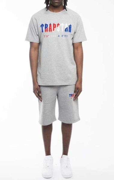 

men's t-shirt cotton clothes short set summer men's trapstar london archer female embroidered bottoming sportswear clothing casual, White;black