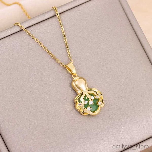 

pendant necklaces new design sense chinese cabbage pendant necklaces for women micro inlay stainless steel female neck chain jewelry, Silver