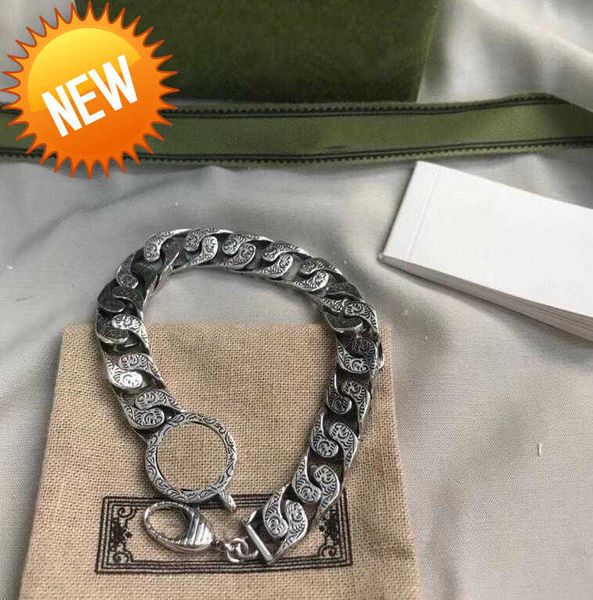 

new luxury bracelet designer for women men double letter hip hop gothic punk trendy mens chain 925 silver plated cuff bangle couple jewelry