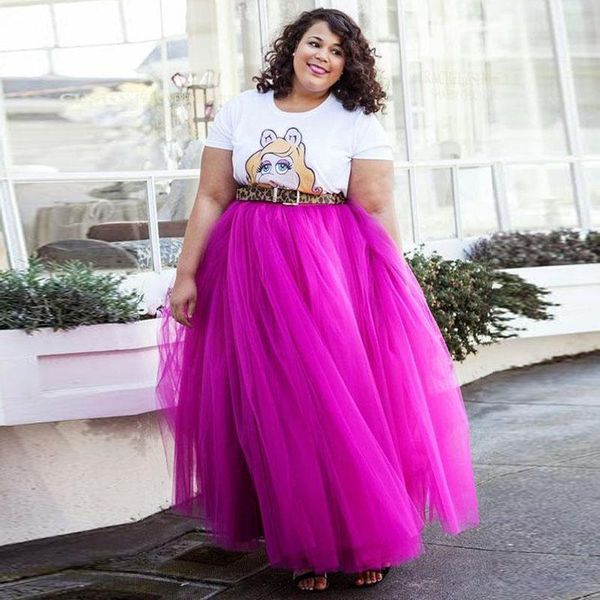 

dresses fuchsia plus size long women skirts puffy floor length 5 layers tulle skirts for overweight women custom made maxi skirts, Black;gray