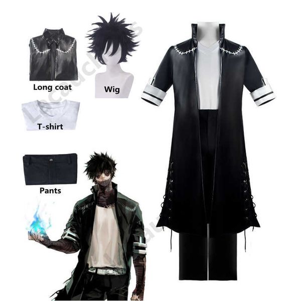 

anime costumes anime my hero academia boku no hero academia dabi ochaco uraraka cosplay come full set men women jacket coat t shirt wig z060, Black