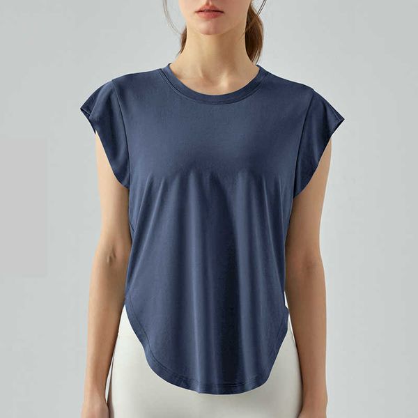

woman new arrival athletic wear luxury short sleeve yoga shirt oneck irregular curve bottom crop sports tshirts vs, White