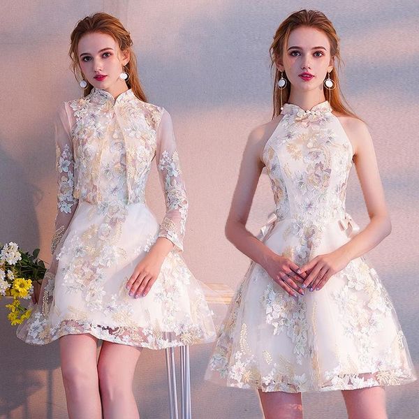 

dresses vintage fashion runway style wedding retro clothing mini gown marriage cheongsam qipao party evening dress vestidos clothes new, Black;gray