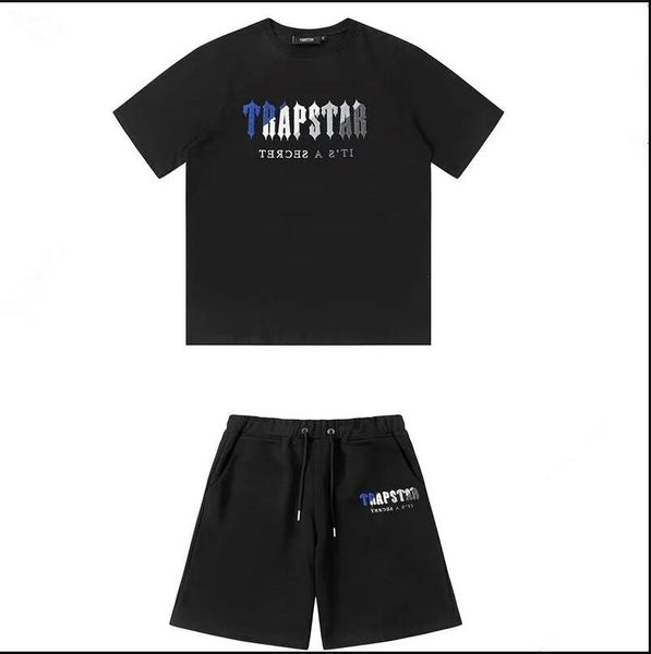 

trapstar london t shirt chest blue white color towel embroidery mens shirt and shorts casual street shirts british fashion, White;black