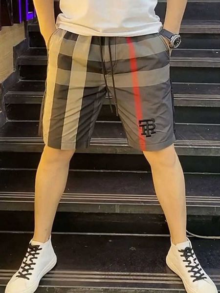 

8a original b urberry shorts and pants online shop summer ice silk thin mens casual mesh infrared wearing trend quick dried beach pants plai, Black