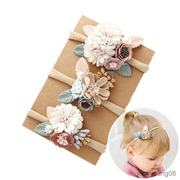 

hair accessories lovely baby headband fake flower bands for kids artificial floral elastic head headwear, Slivery;white